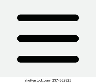 Hamburger Menu Line Three Lines 3 Web Navigation App UX UI UXUI More List Application User Site Bar Icon Black White Outline Shape Sign Symbol Vector