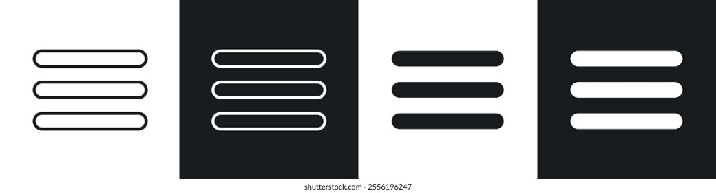 Hamburger menu linear icon set for app, and web design.