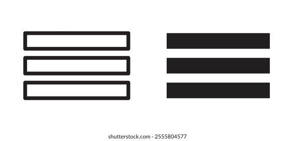 Hamburger menu liner icon vector set.