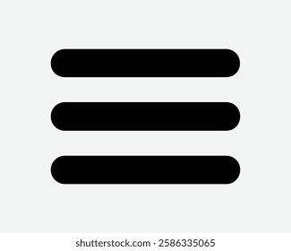 Hamburger Menu Selection Three Lines Option Website Navigation Navigate Open List Icon Black White Symbol Sign Graphic Illustration Vector