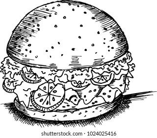 hamburger, menu, sketch