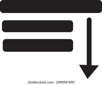 hamburger menu sort by icon black outline vector.eps