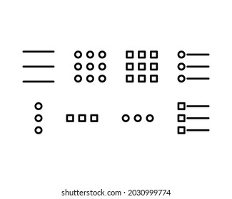 Hamburger menu thin line icons set. Set of 8 icons isolated on white background