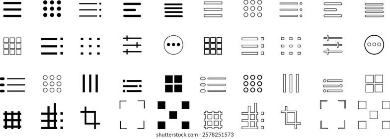 hamburger menu vector graphic design menu icon set, UI symbol, user interface vector symbols, navigation elements, web buttons filled designs, flat icons elements, isolated on transparent background