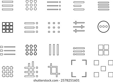 hamburger menu vector graphic design menu icon set, UI symbol, user interface vector symbols, navigation elements, web buttons filled designs, flat icons elements, isolated on transparent background