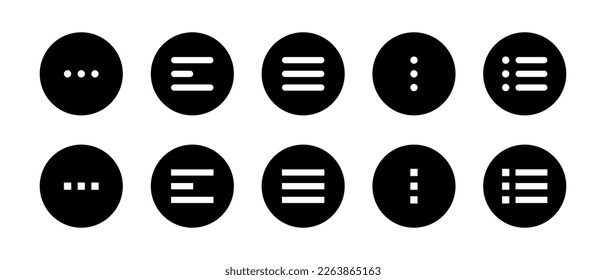 Hamburger menu vector icons. Web buttons for navigation. App menu symbol