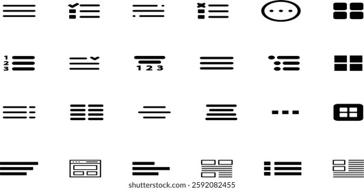 hamburger menu vector set, three line menu icon, UI symbol, user interface vector symbols, navigation