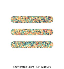 Hamburger menu. Web icon. Colored mosaic with polygons
