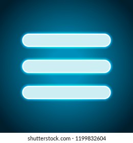Hamburger menu. Web icon. Neon style. Light decoration icon. Bright electric symbol