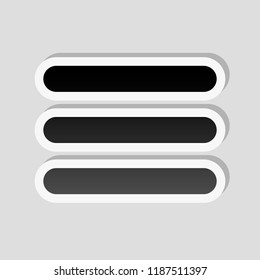Hamburger menu. Web icon. Sticker style with white border and simple shadow on gray background