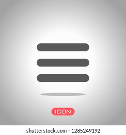 Hamburger menu. Web icon. Icon under spotlight. Gray background