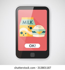 hamburger and milk flat icon with long shadow,eps10
