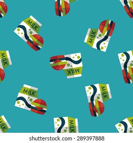 hamburger and milk flat icon,eps10 seamless pattern background