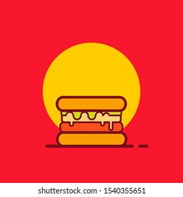 hamburger in modern flat art