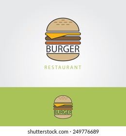 hamburger modern thin line art logo icon for restaurant business visual identity- fast food vector design element