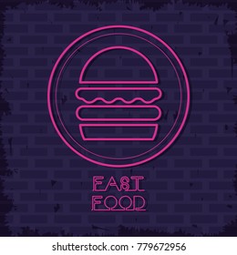 Hamburger neon lights icon
