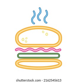 hamburger neon sign with steam