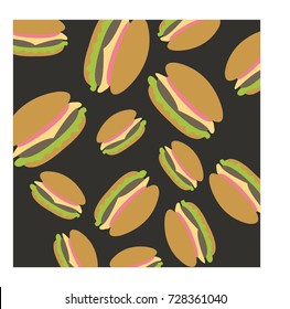 hamburger on black background 