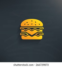 Hamburger on blackboard background,clean vector