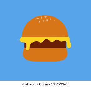 Hamburger on the blue background. Vector illustration 