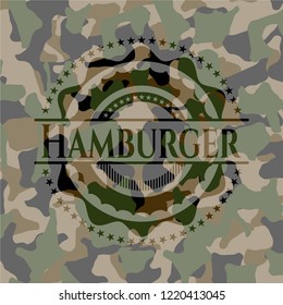 Hamburger on camouflaged pattern