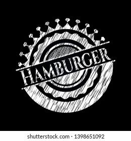 Hamburger on chalkboard. Vector Illustration. Detailed.