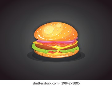 Hamburger on a dark background