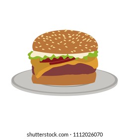 Hamburger on dish