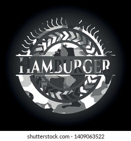 Hamburger on grey camouflaged pattern