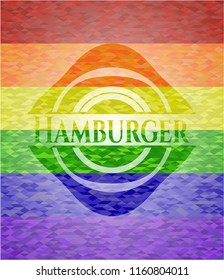 Hamburger on mosaic background with the colors of the LGBT flag