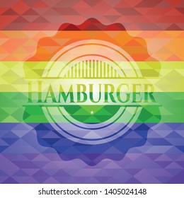 Hamburger on mosaic background with the colors of the LGBT flag