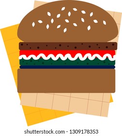 hamburger on napkins in a cage