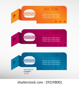 Hamburger on origami paper banners. Can be used for workflow layout, diagram, business step options, banner, web design  