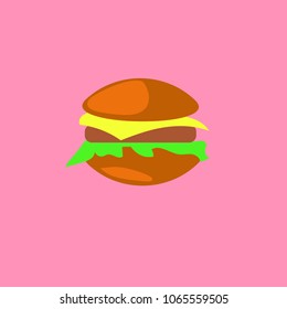 Hamburger on the pink background. Vector illustration