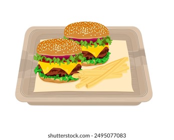 hamburguesa sobre un fondo blanco.