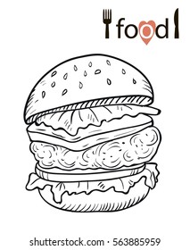 hamburger on a white background
