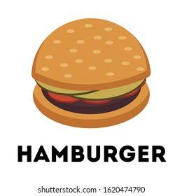 Hamburger on white background. Vector illustration in trendy flat style. ESP 10.
