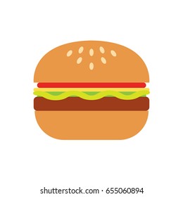 Hamburger on white background. Vector illustration.