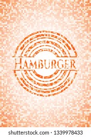 Hamburger orange tile background illustration. Square geometric mosaic seamless pattern with emblem inside.