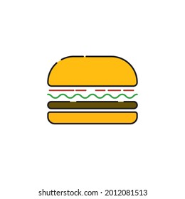Hamburger Outline Color Vector for commercial use