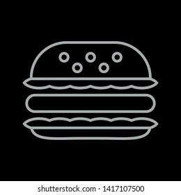 hamburger outline icon. vector isolated illustration on black background
