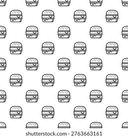 Hamburger outline icons creating a seamless pattern on a white background