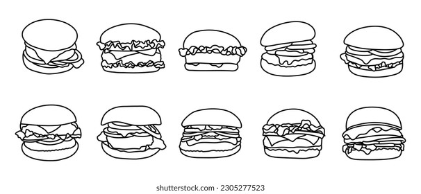 Hamburger Outline Illustration Burger Food