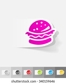 hamburger paper sticker with shadow. Vector illustration