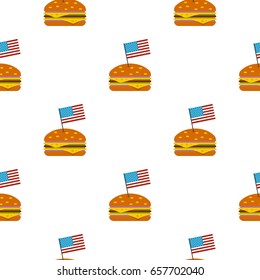 Hamburger pattern seamless background in flat style repeat vector illustration