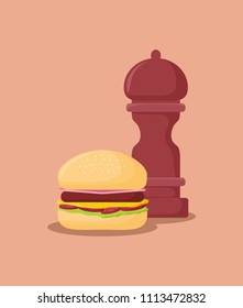 hamburger and pepper mill