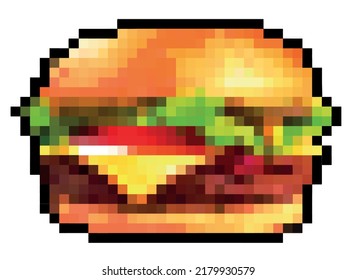 Vektorgrafik-Essen von Hamburger Pixeln