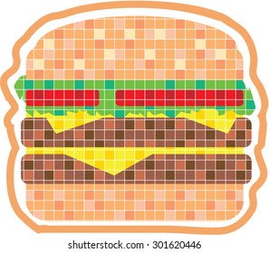 Hamburger Pixels Vector Art