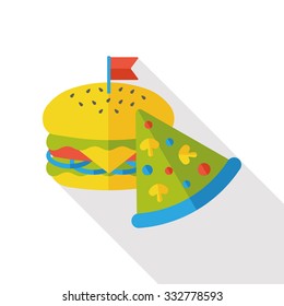 hamburger and pizza flat icon