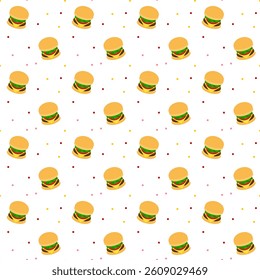Hamburger, Polka Dot, white Background, Fabric Pattern,Gift Wrapping Paper, Seamless Pattern